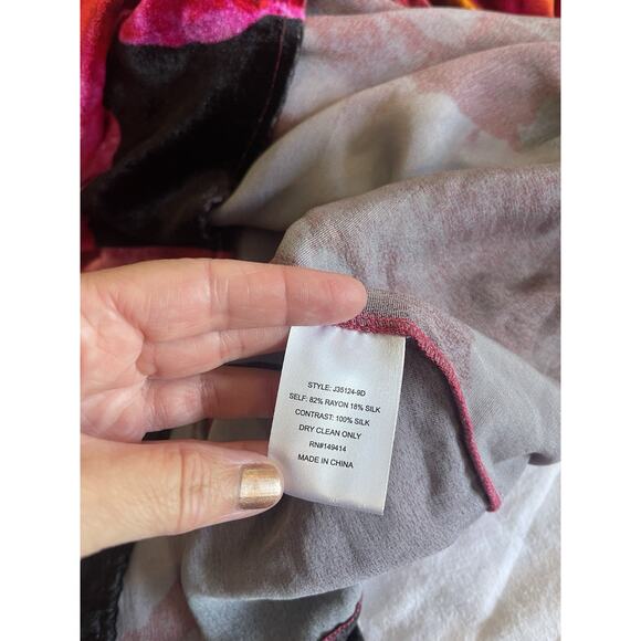 Johnny Was Ruby Bloom Velvet Vesna Silk Blend Mini Shift Dress $350 XL NWT - Picture 6 of 6